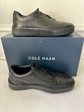 Cole Haan GrandPro Crew Wingtip Black Sneakers Men's Size 10M C38282